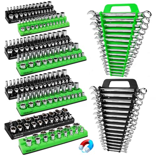 10-Piece Magnetic Socket and Wrench Organizer Set...