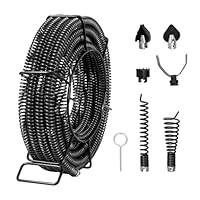 VEVOR Rohrreinigungsspirale 14 m x 22 mm, professionelles Rohrreinigungskabel mit 6 Schneidern für Rohre von 20 bis 150 mm, Hohlkern-Kanalisationsspirale für Spüle, Bodenablauf, Toilette