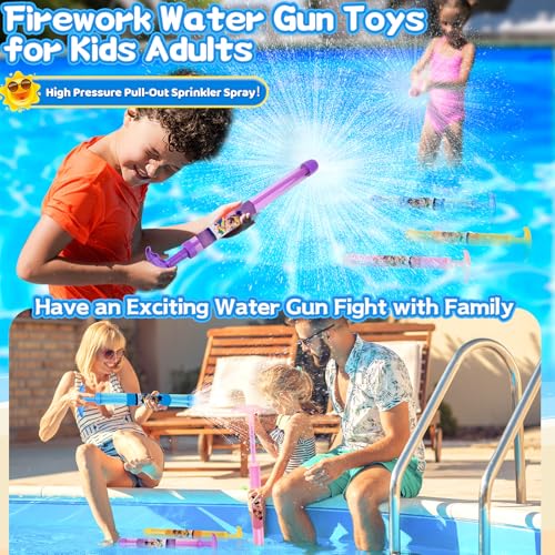 4 Stück Feuerwerks Wasserpistole, Water Gun, Wasserspritze Kinder, Feuerwerk Wasserpistolen Wasserspielzeug für Kinder Erwachsene, Wasserspielzeug für Outdoor Pool Beach Garten