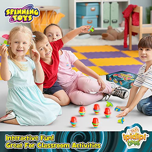 IPIDIPI TOYS Light Up Spinning Tops - Light Up Spinner Toy for Kids - Christmas Party Favors, Stocking Stuffers, Classroom Prizes, Birthday Party Toys, for Boys and Girls, Red, Pack of 12 - Thumbnail 4