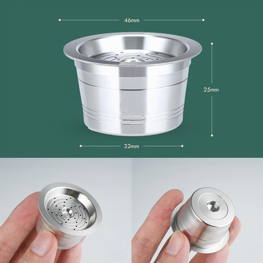 RECAFIMIL wiederverwendbare Kaffeekapseln aus Edelstahl, nachfüllbar, Kaffeefilter, kompatibel für Caffitaly Tchibo Cafissimo Kaffeemaschine, 1 Kapsel+1 Bürste+1 Löffel