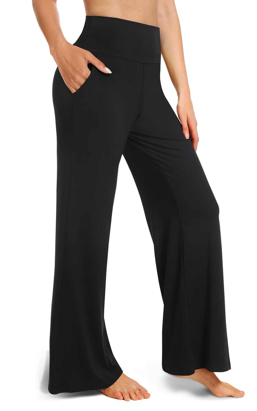Women Wide Leg Yoga Pants with Pockets High Waist Stretchy Lounge Jogging Bottoms for Women Comfortable Casual Activewear Palazzo Pants-image-40