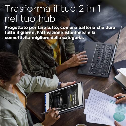 Notebook 14 Pollici Convertibile ThinkPad X1 2-in-1 Gen 9, PC Portatile Windows 11 Pro, Intel Core Ultra 7 155U, RAM 16GB LPDDR5X, SSD 1TB, Laptop con Monitor Touchscreen WUXGA IPS 360° - Notebook - Immagine 2