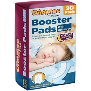 Dimples Booster Pads, Baby Diaper Doubler with Adhesive – Boosts Diaper Absorbency – No More leaks 30 Count (with…