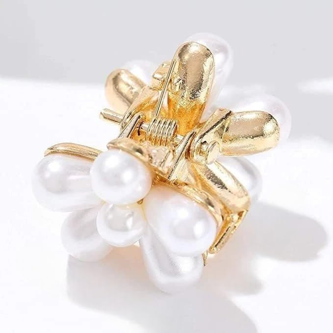 YEKDA 10 Pcs Aesthetic Pearl Flower Mini Hair Claws Tiny Decorative Hairpins for Women, Elegant Non-Slip Floral Clips Hair Accessories Set 3