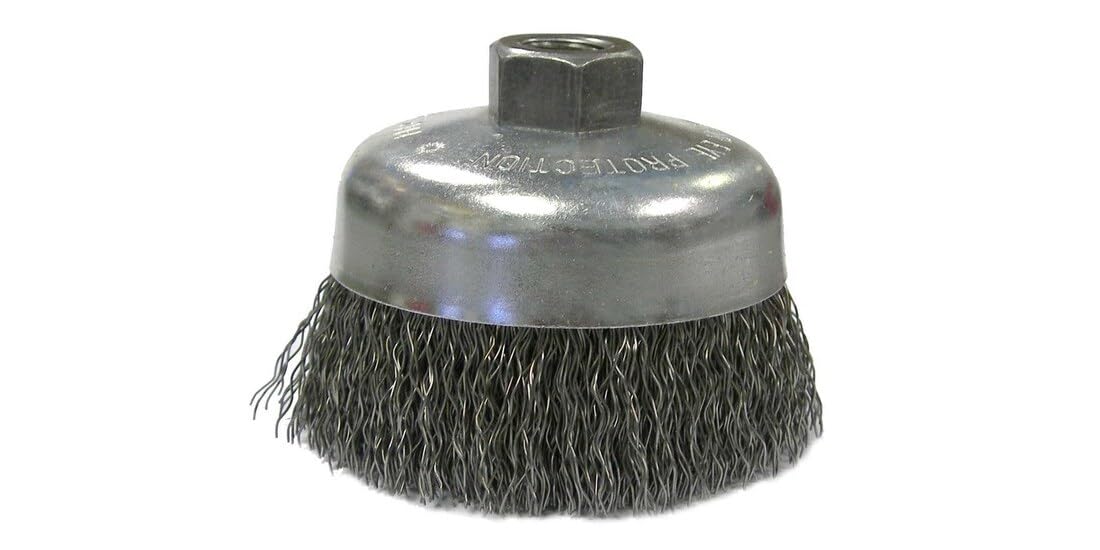 Weiler Vortex Pro cepillo de alambre para, con orificio roscado de acero al carbono, alambre ondulado, 6 ", 1