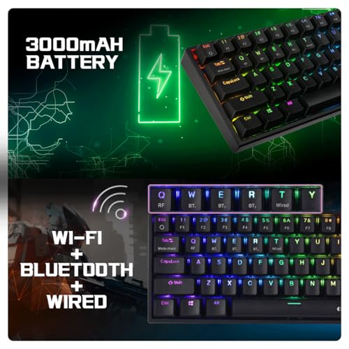 Image of (Refurbished) Cosmic Byte CB-GK-40 Artemis 3 Modes WiFi + Bluetooth + Wired Mechanical Keyboard with Outemu Blue Swappable Switches, Software Support, 1000Hz Polling Rate (Black)