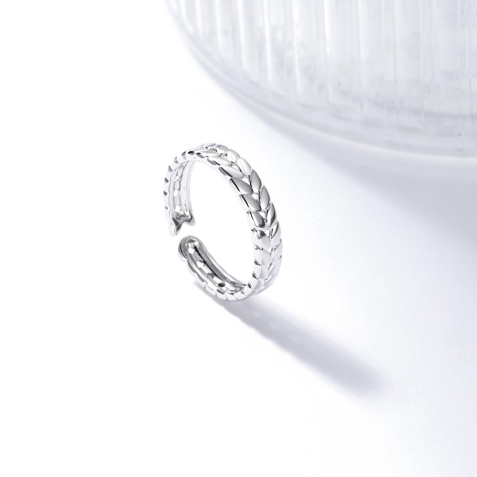 Anillo de compromiso de oro blanco de 9 K/14 K/18 K, joyas de oro auténtico, espiga de trigo blanco y oro Au 375/585/750, talla 47-65