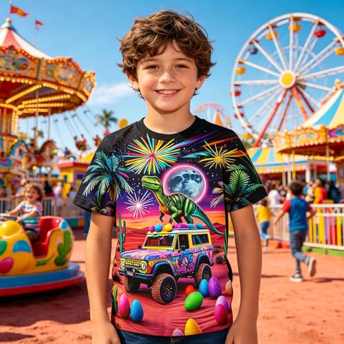 Image of Hgvoetty Boys Girls Graphic T-Shirts Kid 3D Casual Tops Tees for 6-16 Years | Youth Novelty Shirts, Bright Eye-Catching Design, Lightweight and Soft Material, Suit for Daily Sport, Party and School Wear