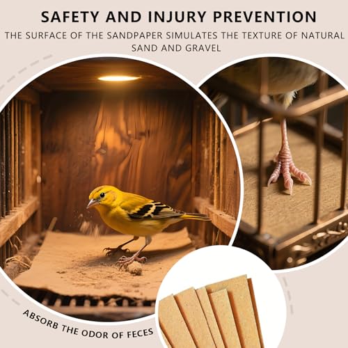 Image of 40 PCS Bird Cage Liner, 11 inch x 17 inch Gravel Liner Paper for Bird Cage, Parrot Cage Sandpapers for Hard-Billed Birds Parrot, Easy Clean Pet Grinding Sandpaper for Bird Cage (40PCS)