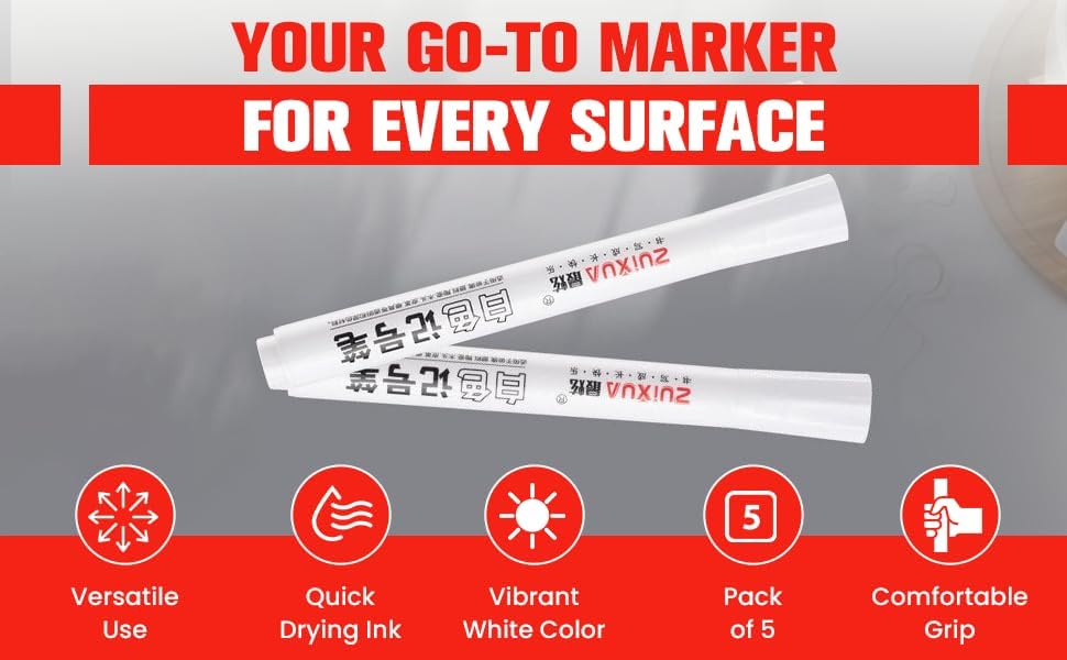 Image of like it 2pcs Waterproof White Permanent Paint Pen Fine | Oily Marker Pens for Rock Painting, Stone, Canvas, Glass, Metal, Ceramic & Tire | Perfect for Artistic Creations (2, White)