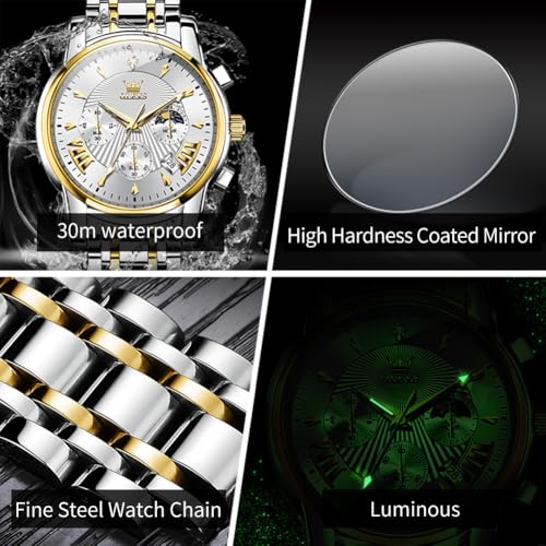 Image of OLEVS Watch for Men Original Chronograph Analog Quartz Waterproof Watch Luxury Premium Businesse Diamond Mens Dress Watches
