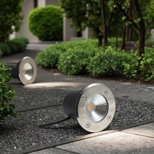 Image of AHUJA INTERNATIONAL Ground Burial Outdoor Path Light Stainless Steal Plate Aluminum Body 220V Direct IP65 Underground Light Buried Recessed Floor Outdoor Lamp (Warm White) 2 Year Warranty (3 Watt)