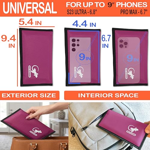 Image of GECKO TRAVEL TECH Pink Nylon Faraday Bag - Signal Blocker for Cell Phone, Car Key FOB, Data Privacy (PINK - NYLON)