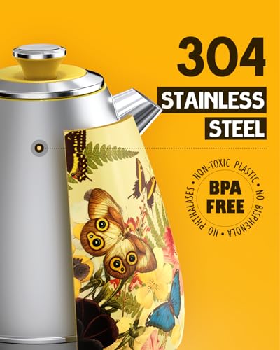 Hazel-Quinn-X-Eduardo-Recife-Collaboration-Electric-Retro-Tea-Kettle-with-Thermometer-17-Litres-575-Ounces-All-Stainless-Steel-Fast-Boiling-1200W-Cordless-BPA-free-Automatic-Shut-Off Hazel Quinn X Eduardo Recife Collaboration Electric Retro Tea Kettle with Thermometer 17 Litres 575 Ounces All Stainless Steel Fast Boiling 1200W Cordless BPA free Automatic Shut Off