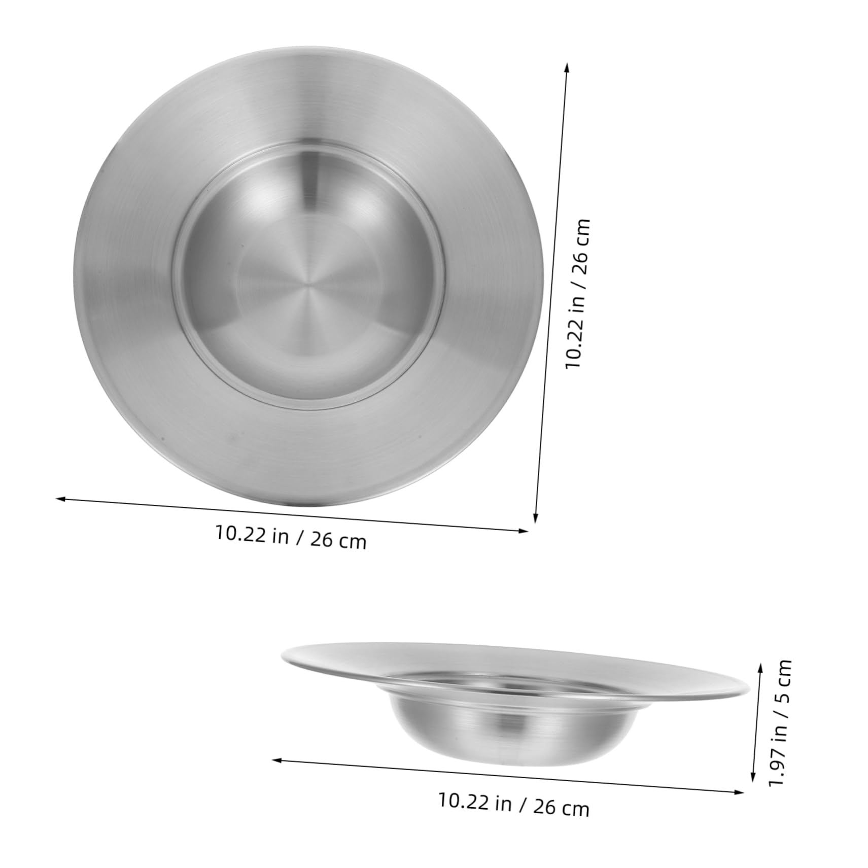 LAPYAPPE Versatile Stainless Steel Pasta Plates Wide Rimmed Serving Bowl for Pasta Soup Desserts Easy to Clean