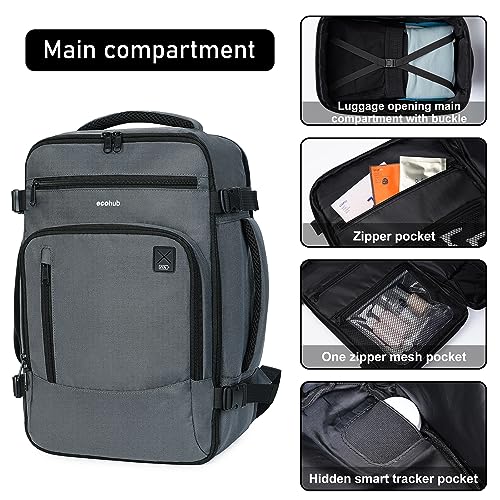 Ecohub Bagages Cabine 40x20x25 Ryanair Valise Cabine Easyjet Sac A Dos Voyage Sacs De Voyage Sac Cabine Avion Bagage A Main Recyclable Pet Ecologique Sous Le Siege Sac Portatif 20lbreveteegris