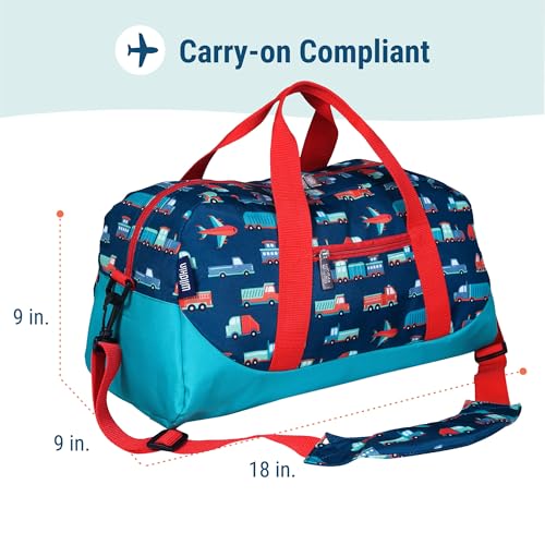 Image of Wildkin Kids Overnighter Duffel Bag - Carry-On Travel Bag for School & Sleepovers, Lightweight, Durable, Boys & Girls Ages 4-15 - Transportation