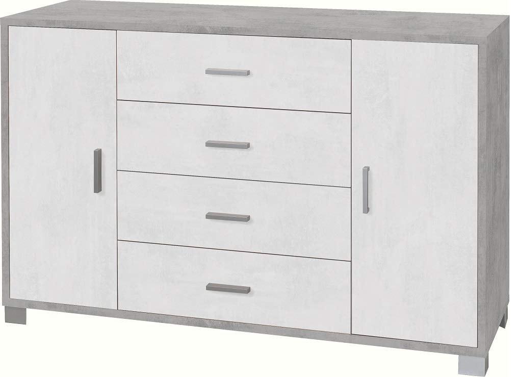 Sarmog Madia due ante quattro cassetti Cemento Bianco 136x41x h86 cm