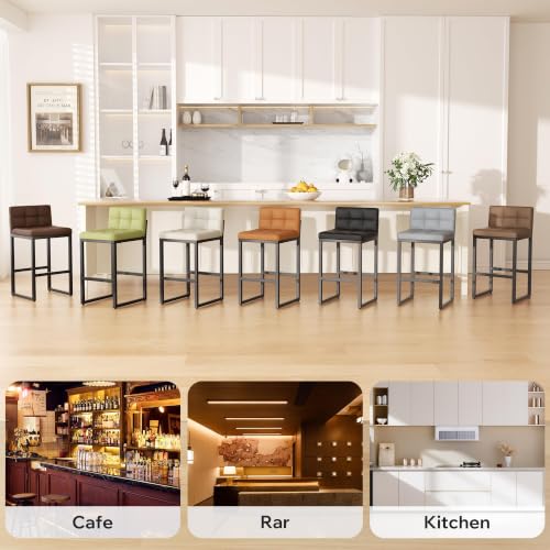 Image of Bar Stools Set of 2, Modern Counter Coffee Height Barstools