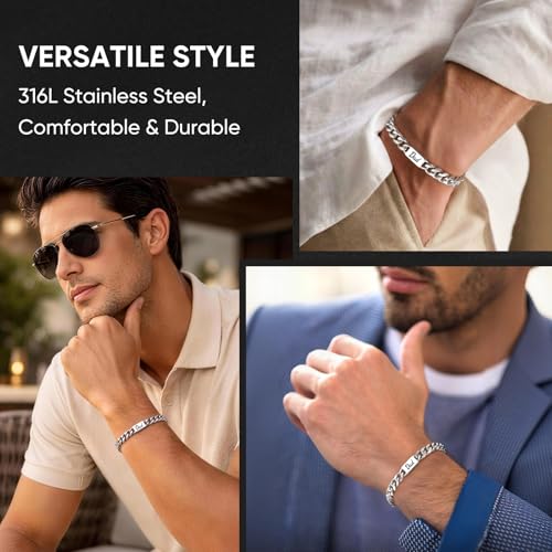 Pulsera para hombre en acero inoxidable estilo cadena cubana miniatura 3