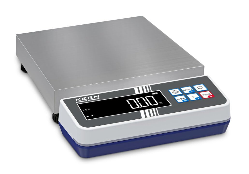 KERN FKS 15K-4 – waga stołowa ze stali nierdzewnej IP65 z diodami LED, czytelność [d]: 1 g, zakres ważenia [maks.): 15 kg, płyta ważąca: szer. x gł. 228 x 228 mm (stal nierdzewna)