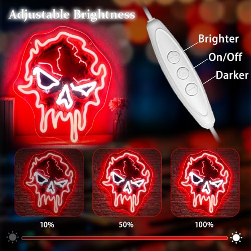 Image of Neon Sign, Skull Neon Signs for Wall Decor LED Signs Neon Light