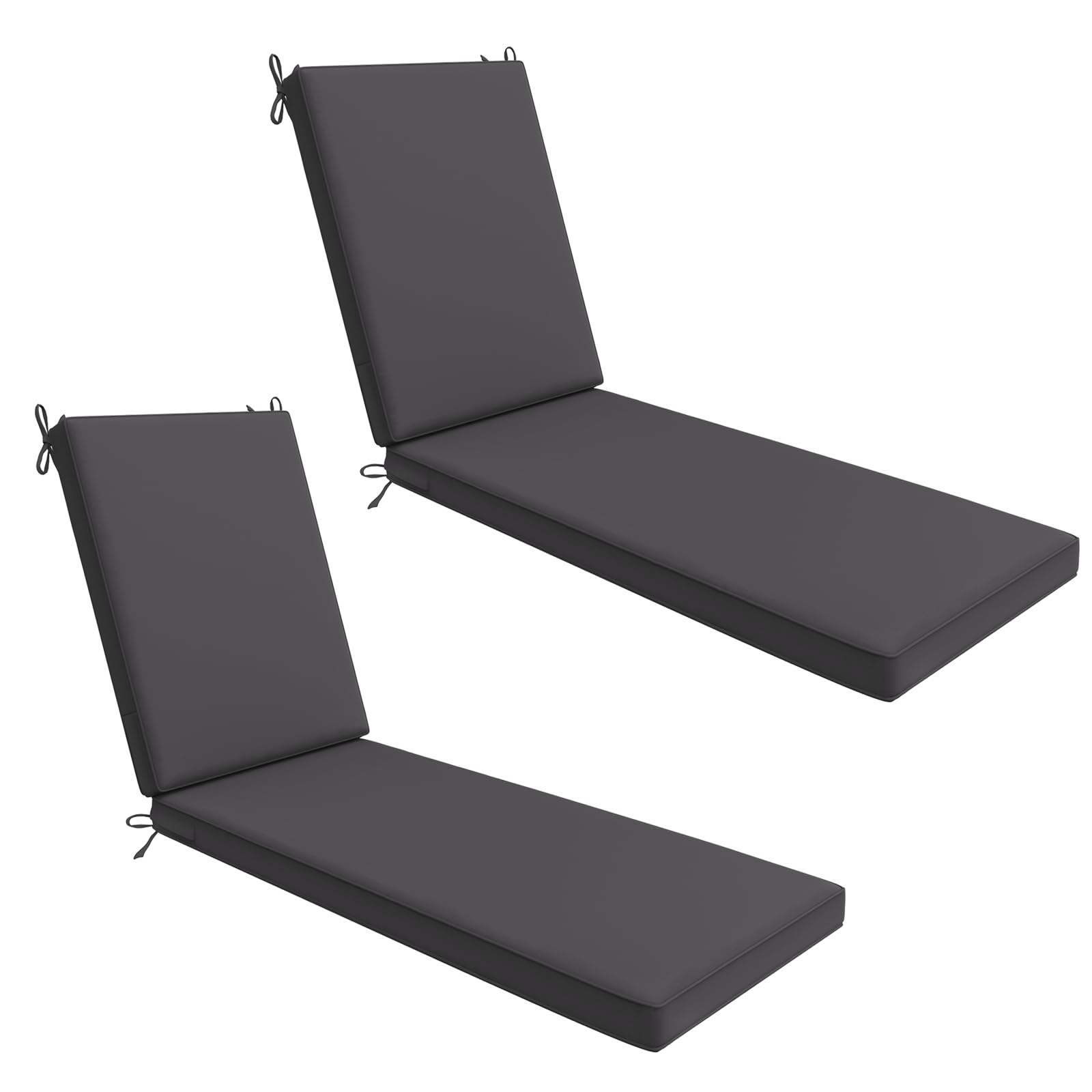 Photo 1 of  Outdoor Chaise Lounge Cushions for Patio Furniture Lounge Chairs Set of 2, Waterproof Fabric, 72 x 21 x 3 Inch, Dark Gray 2 Count-72 in L x 21 in W x 3 in T Dark Gray