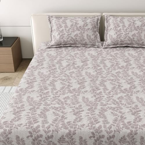 Image of Mafatlal 186 Tc Corsica Pure Cotton Bedsheet King Size | 274 X 274 Cm | Summer Comfortable Sabana for Soft Comfortable Sleep | Includes 2 Pillow Covers | Grey Illusions