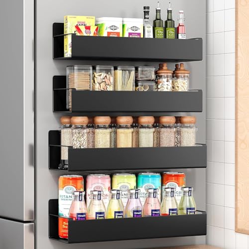 Image of ESPERO Fridge Side Storage Rack, Magnetic Metal Shelf For Fridge, Kitchen Spice Rack Organizer for Refrigerator, Oven, Space-Saving Organizers, Multi-Use for Spices, Utensils Store (Pack Of 4)