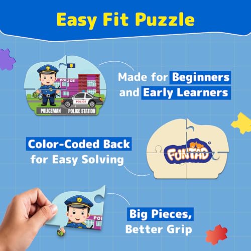 Image of Kids Puzzleup Learn Professions,10-In-1 Entry Level Puzzle,45 Big Size Jigsaw Pieces,Montessori Educational Toy To Improve Memory & Unlock New Words,Gift For Boys & Girls Age 3,4 & 5 Yrs