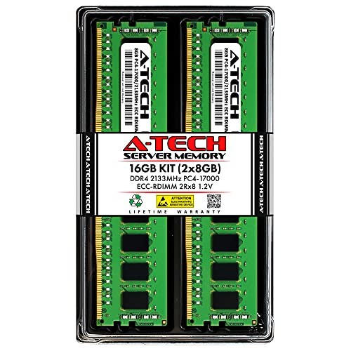Image of A-Tech 16GB Kit (2x8GB) DDR4 2133MHz PC4-17000 ECC RDIMM 2Rx8 Dual Rank 1.2V ECC Registered DIMM 288-Pin Server & Workstation RAM Memory Upgrade Modules (A-Tech Enterprise Series)