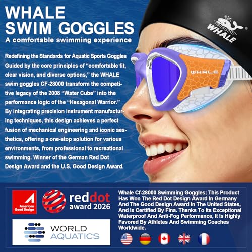 Image of Whale Swim Goggles Polarized Anti-Fog Lenses, Unisex | 100% UV Protection | Anti-Fog Goggles High Definition, Wide-Angle View