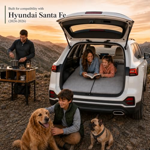 Image of Car Mattress for Hyundai Santa Fe 2024-2026 Non-Inflatable Car Camping Mattress, Foldable Trunk Sleeping Pad with Split Design, Portable Car Bed for Road Trips, Camping, Travel