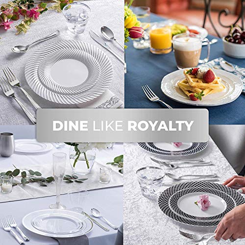 Stock-Your-Home-125-Disposable-Heavy-Duty-Plastic-Forks-Fancy-Plastic-Silverware-Looks-Like-Real-Cutlery-Utensils-Perfect-for-Catering-Events-Restaurants-Parties-and-Weddings-Silver