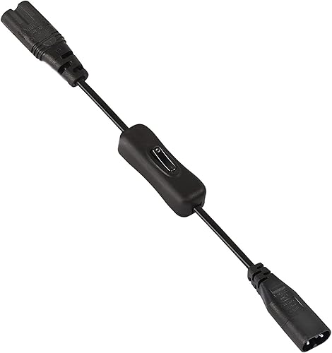 Cable de extensión IEC320 C8 a C7 con interruptor, cable de alimentación de CA IEC320 C8 macho a hembra de repuesto para impresora o TV