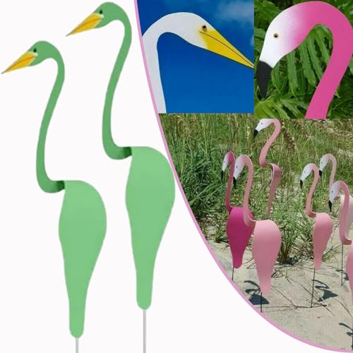 2 Pcs Florida Dancing Birds Garden Metal Art,Sherem Magical Metal Windmill, Florida Dancing Flamingo, Shirem Magical Metal Windmill, Metal Lawn Art Ornaments for Outdoor Patio Backyard (G*2Pcs)