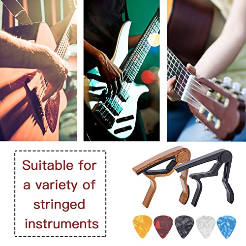 Cheerock Guitar Capo Set, Guitar Capos For Acoustic And Electric Guitar, Black And Rosewood Electric Guitar Classical Guitar Capo, Capos Compatible With Ukulele Mandolin Banjo, Bass Guitar Accessories #TOP6