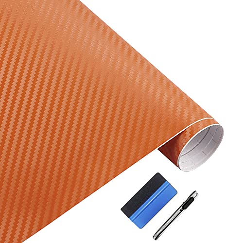 LZLRUN 3D Carbon Fiber Vinyl Wrap Roll (Orange)