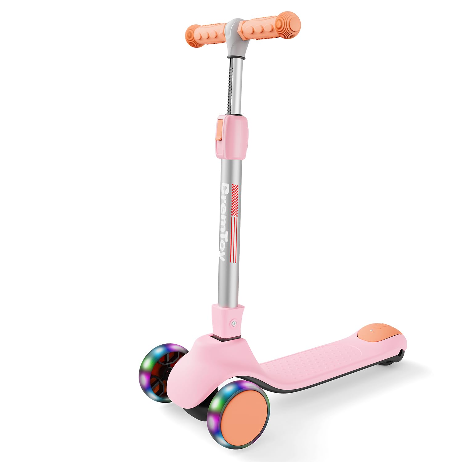 BremToy Trottinette pour Enfants 2-10 Ans, 4 Hauteur Réglable, 3 Roues LED élégantes, Trottinette Pliante, Charge Maximale 50 kg, Cadeau pour Enfants