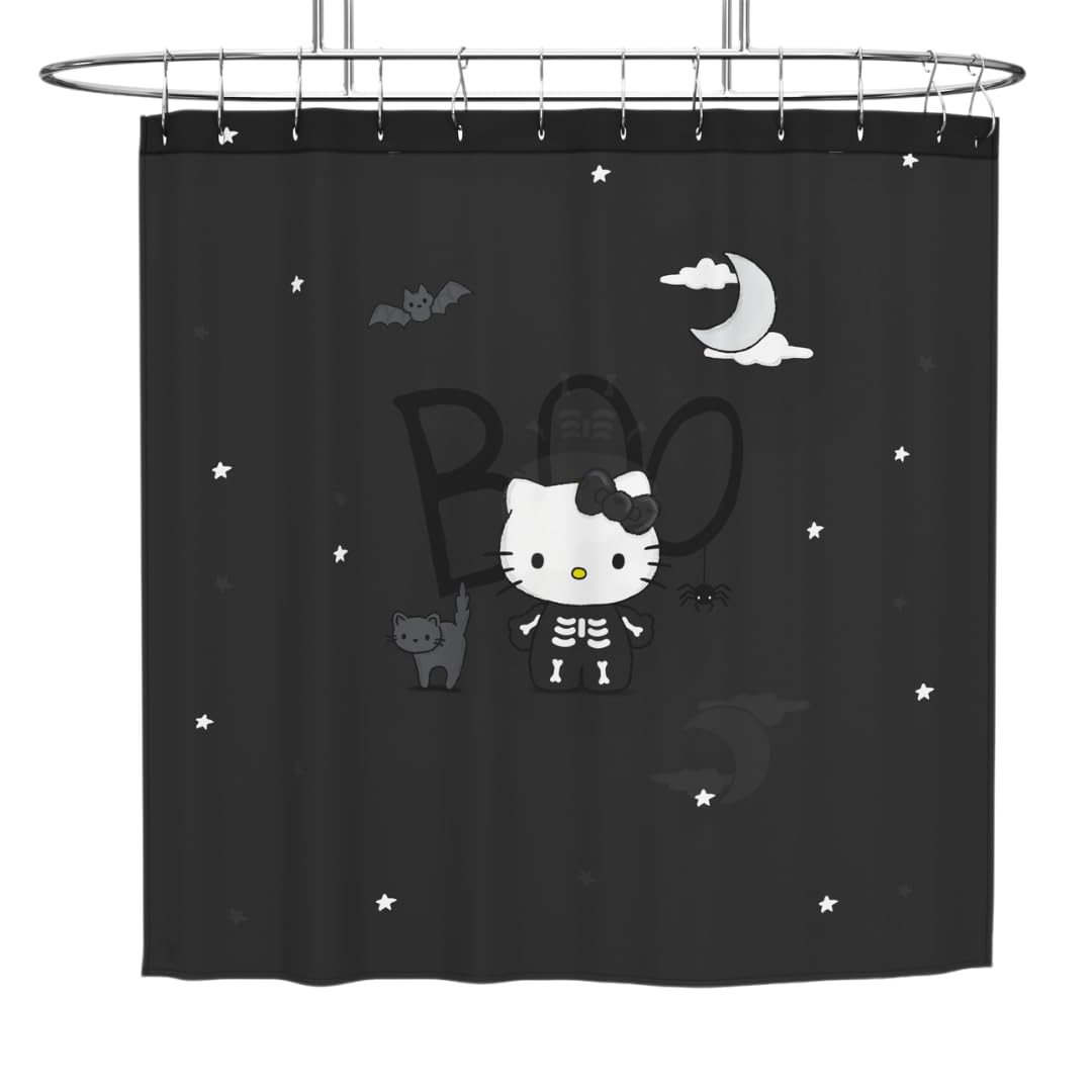 Rideau de douche Hello Kitty Halloween en microfibre 183x183 cm pour baignoire