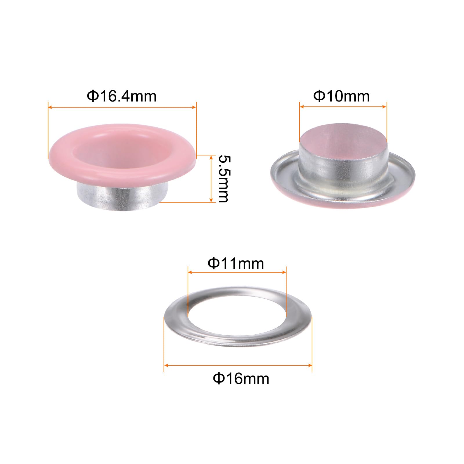 Kit De 100 Ojales Con Arandelas Cromados Plateados - 10x5x7 Mm | Para Cuero, Lona, Ropa, Manualidades Y Reparaciones