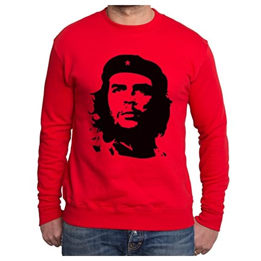 Sambosa Che Guevara Sudadera para Hombre Cuba Libre Revolución Comandante Rojo X-Large