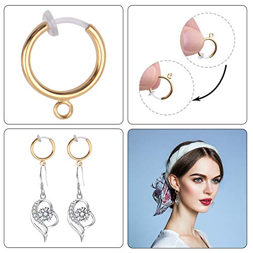 Convertidores para aretes clip-on, 20 piezas, color plata y dorado miniatura 2