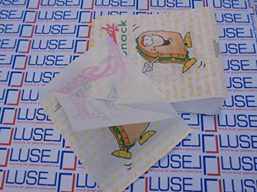 PZ 1000 SACCHETTI IN CARTA POLITENATA 15 X 18 PER PIADINA PANINI HAMBURGER PIZZA E TOAST APERTI SU 2 LATI