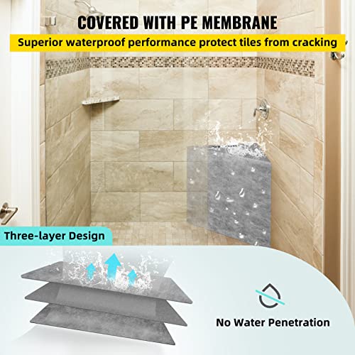 Vevor Ready To Tile Shower Seat, 22.4" X 16" X 20" Corner Shower Bench, Factory Waterproof & 100% Leak Proof Tileable Shower Corner Seat, 440Lbs Load-Bearing Triangular Board Shower Bench, Grey #TOP4
