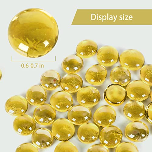 Lechloris Flat Glass Marbles(2Lb) - Glass Beads For Vase - Flat Glass Marbles - Glass Gems For Fish Tank,Home Decor - Fire Glass Beads For Fire Pit ,Yellow #TOP5