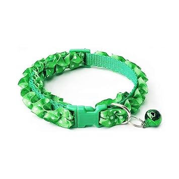 Litvibes Cat Collars Breakaway with Bell & Frill Design,Kitten & Small Dogs Soft Adjustable,Safe,Solid & Protection for Cats & Puppies,Cute Kitty Neckband with Frill Design-(Green)
