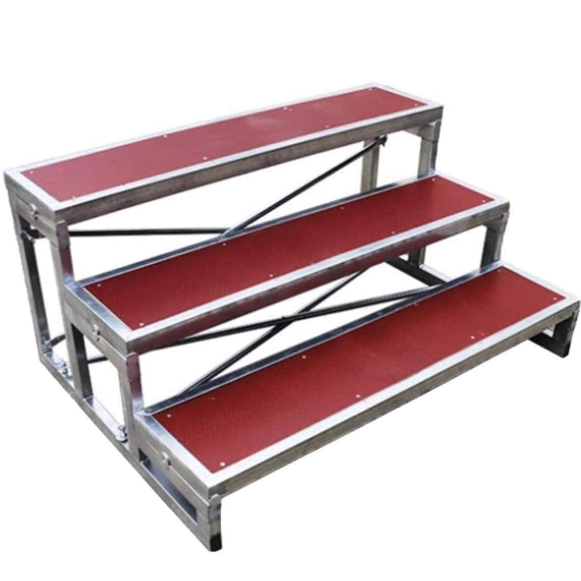 Plataforma escénica, gradas escalonadas para coros, escaleras corales Ajustables y podio para premios, Plataforma de pie para escuelas, Eventos y discursos.