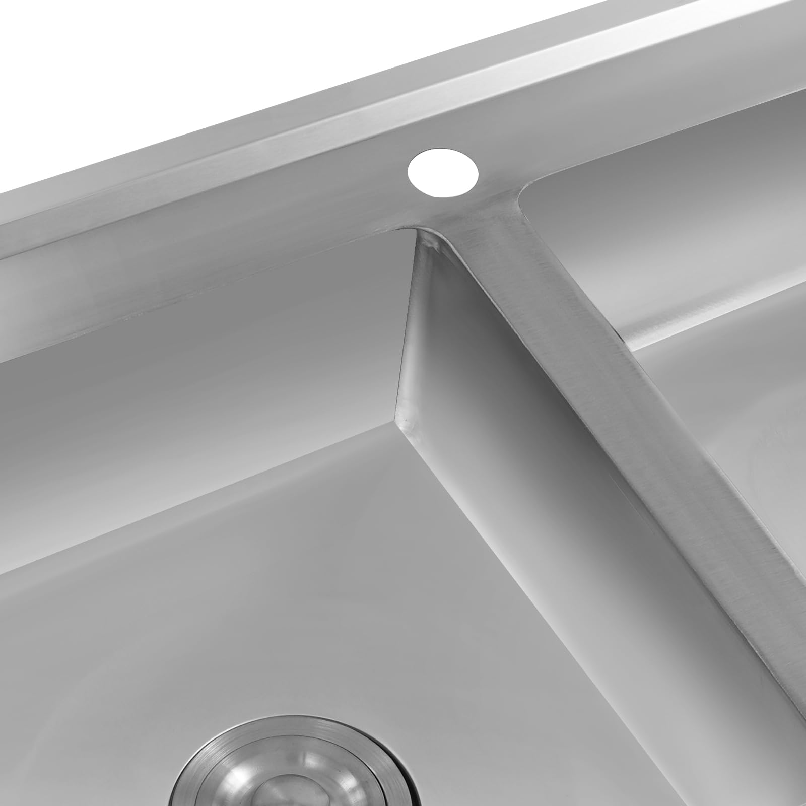 OUKANING Fregadero doble de acero inoxidable 201, 80 x 50 cm, doble fregadero de cocina con borde alto, empotrable con rebosadero, colador de desagüe, resistente a arañazos e inoxidable, para cocina